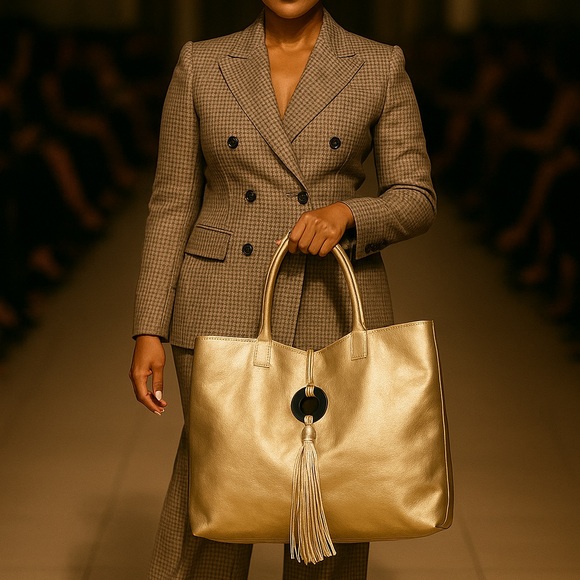 👜 Tote - Signature Club A Metallic Faux Leather – On-Trend for 2025! - Picture 1 of 12